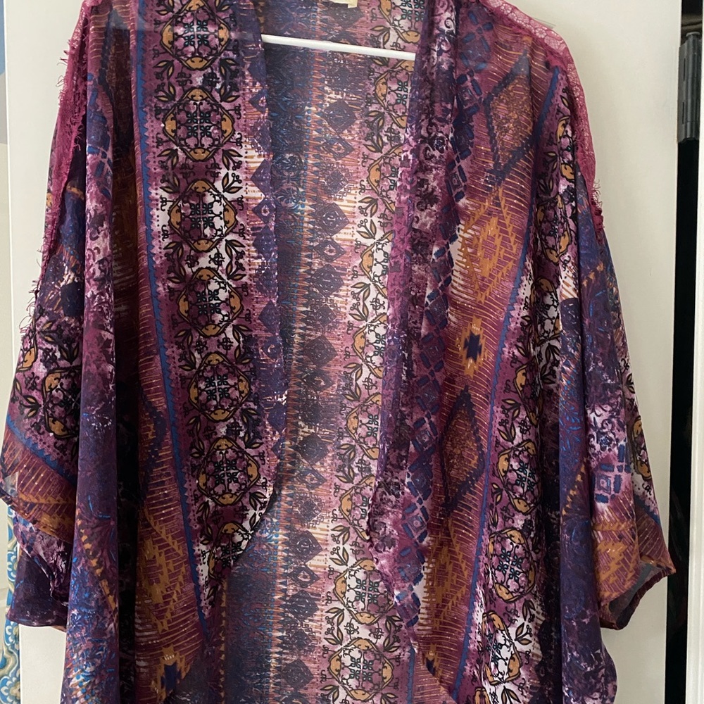 Beautiful Altar’d State jacket…sheet scarf-like material in gorgeous purple hues